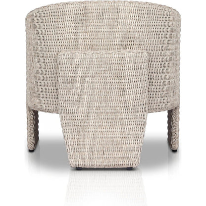 Fae Outdoor Chair by Four Hands in stinson white. Made from 100% olefin, 100% polyethylene, 91% polyurethane foam pad, 9% polyester fiber batting in a modern style.