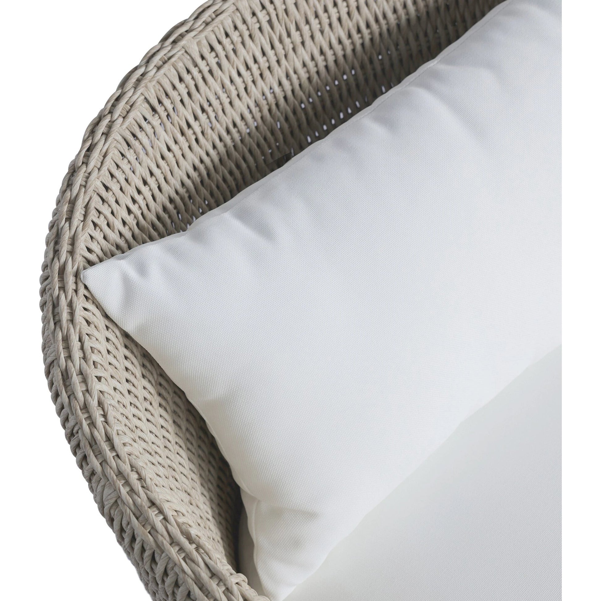 Fae Outdoor Chair by Four Hands in stinson white. Made from 100% olefin, 100% polyethylene, 91% polyurethane foam pad, 9% polyester fiber batting in a modern style.