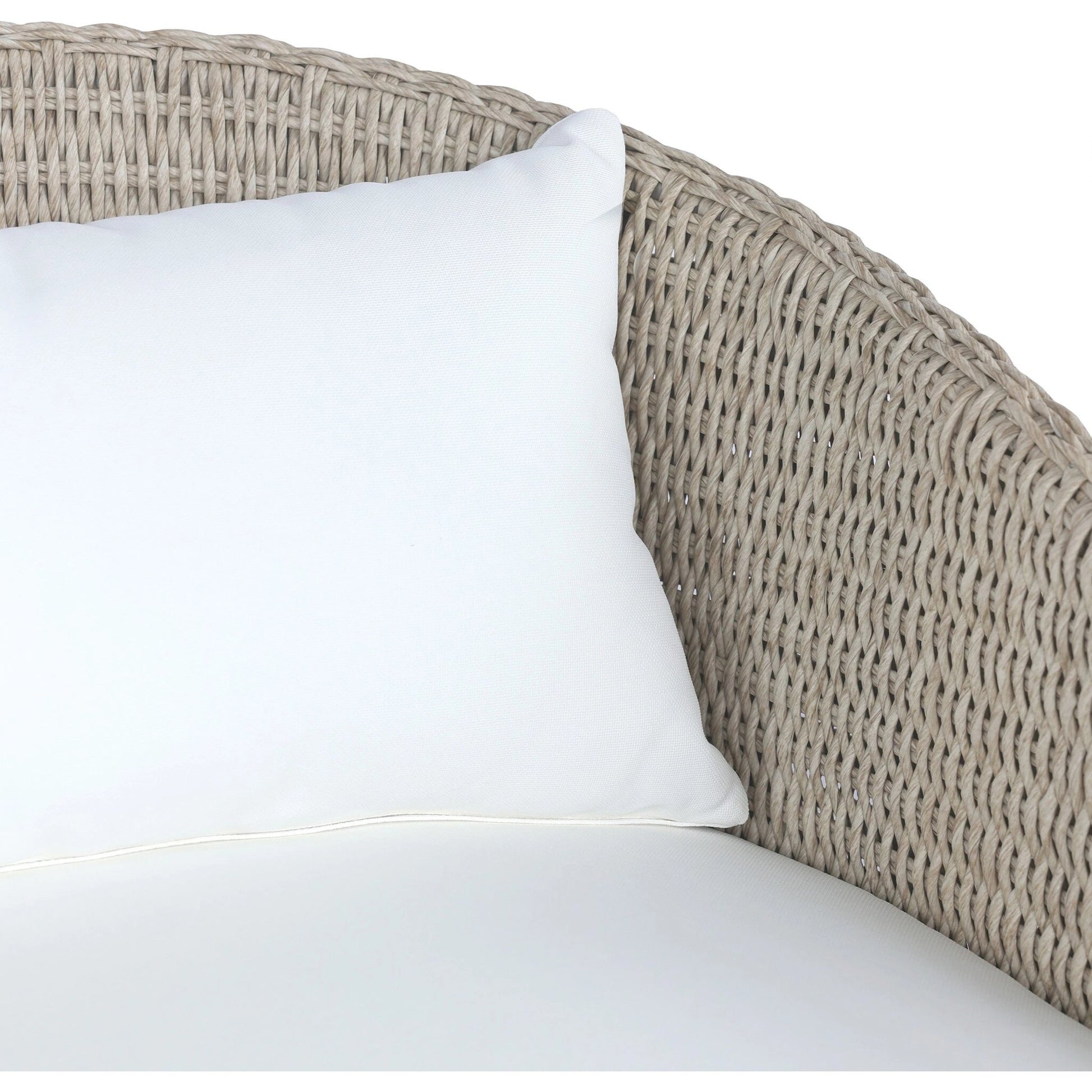 Fae Outdoor Chair by Four Hands in stinson white. Made from 100% olefin, 100% polyethylene, 91% polyurethane foam pad, 9% polyester fiber batting in a modern style.