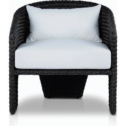 Fae Outdoor Chair by Four Hands in stinson white. Made from 100% olefin, 100% polyethylene, 91% polyurethane foam pad, 9% polyester fiber batting in a modern style.