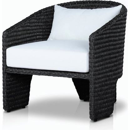 Fae Outdoor Chair by Four Hands in stinson white. Made from 100% olefin, 100% polyethylene, 91% polyurethane foam pad, 9% polyester fiber batting in a modern style.