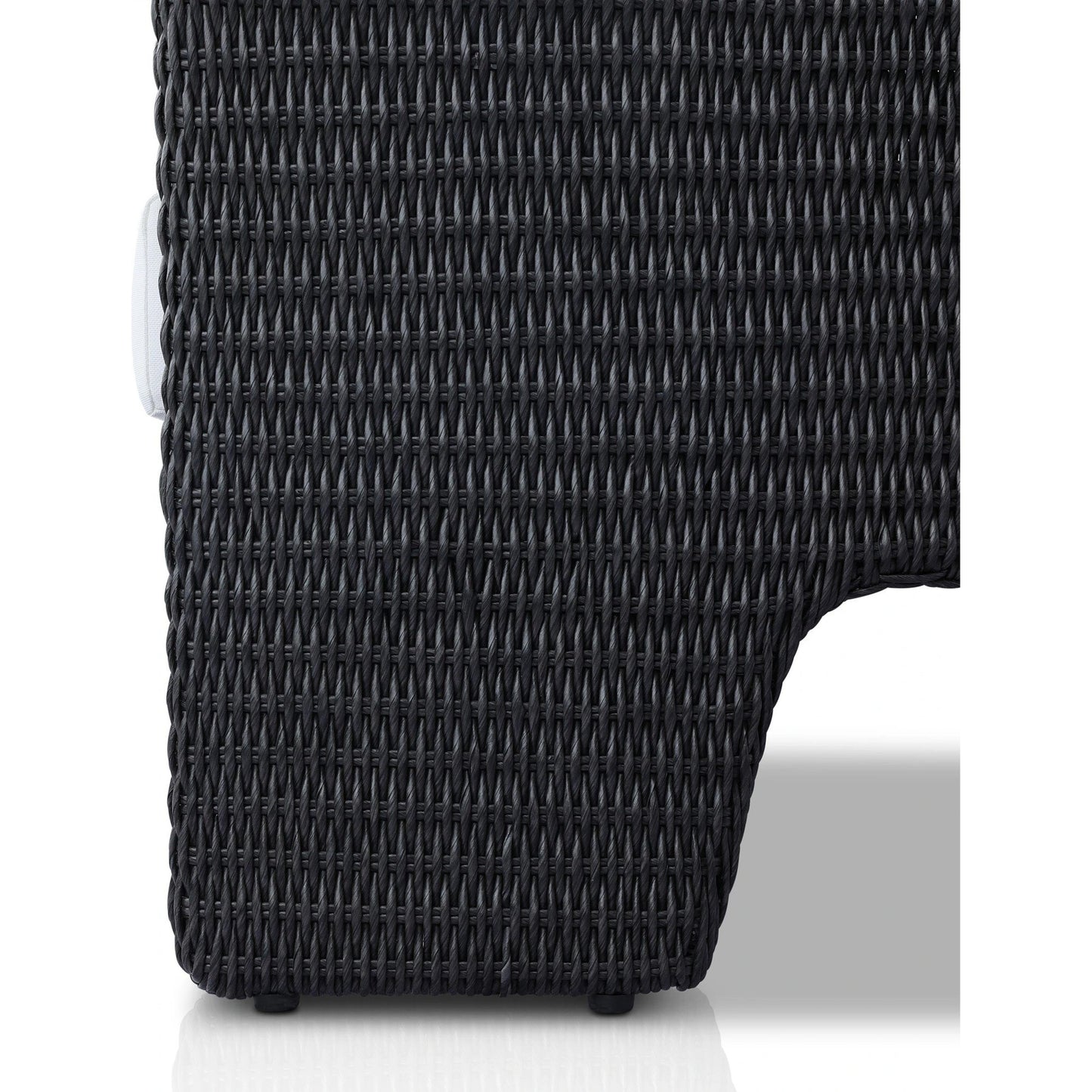 027 SI-2137313 | Closeup | Fae Outdoor Chair by Four Hands in stinson white. Made from 100% olefin, 100% polyethylene, 91% polyurethane foam pad, 9% polyester fiber batting in a modern style.