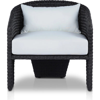 Fae Outdoor Chair by Four Hands in stinson white. Made from 100% olefin, 100% polyethylene, 91% polyurethane foam pad, 9% polyester fiber batting in a modern style.