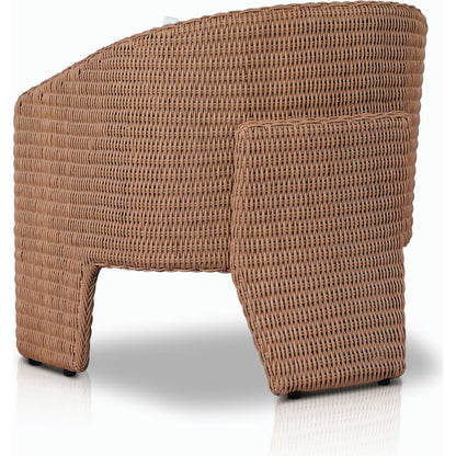 Fae Outdoor Chair by Four Hands in stinson white. Made from 100% olefin, 100% polyethylene, 91% polyurethane foam pad, 9% polyester fiber batting in a modern style.