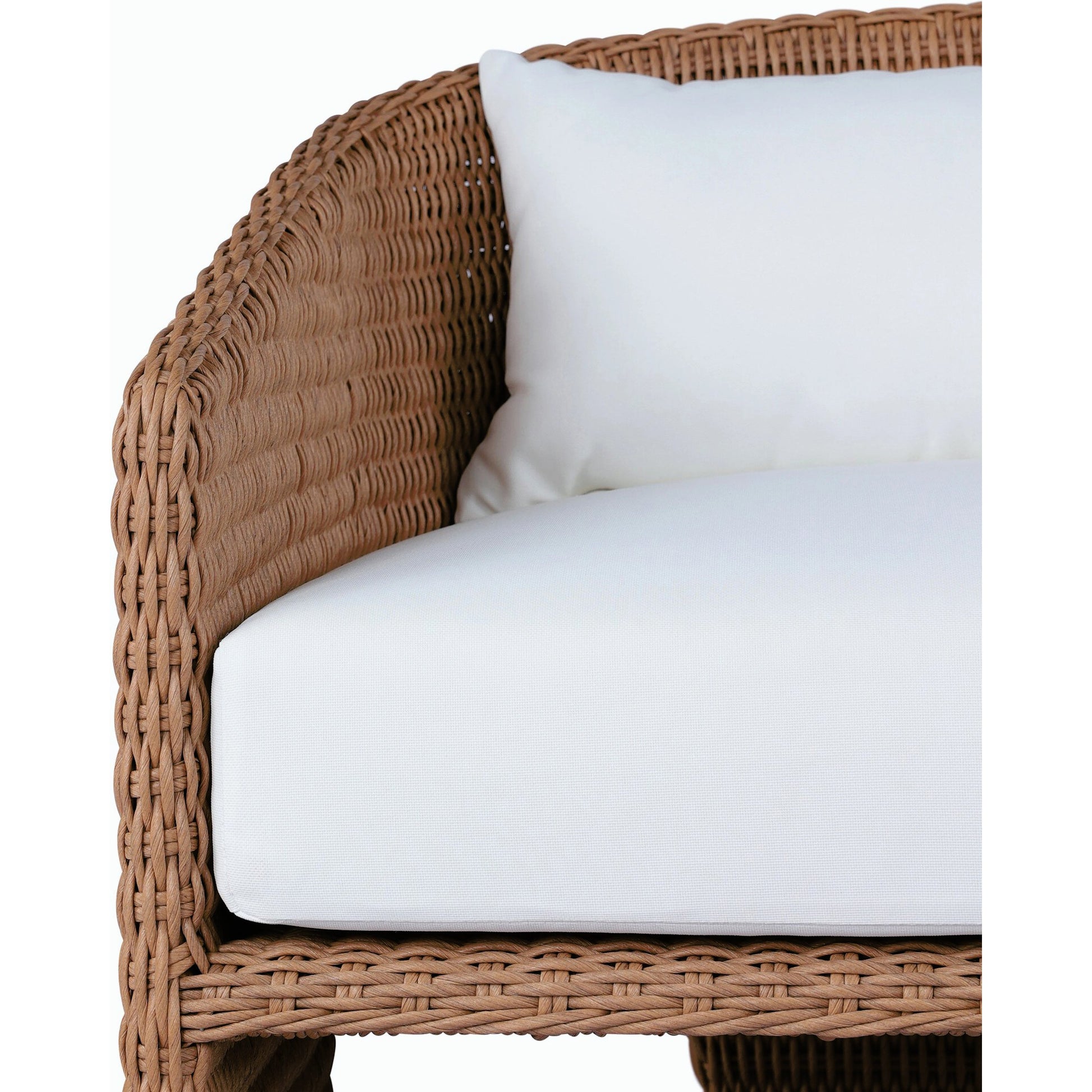 Fae Outdoor Chair by Four Hands in stinson white. Made from 100% olefin, 100% polyethylene, 91% polyurethane foam pad, 9% polyester fiber batting in a modern style.