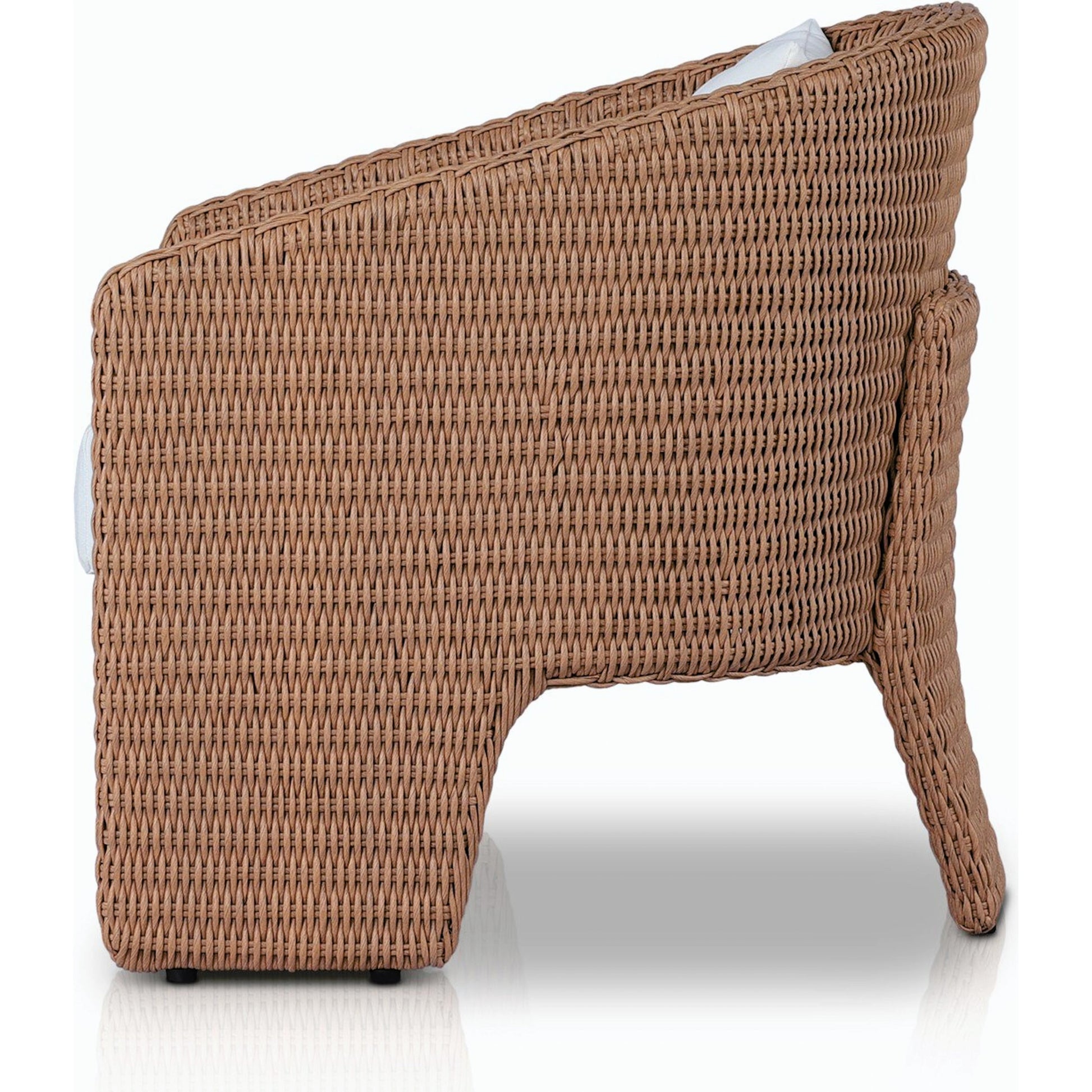 Fae Outdoor Chair by Four Hands in stinson white. Made from 100% olefin, 100% polyethylene, 91% polyurethane foam pad, 9% polyester fiber batting in a modern style.