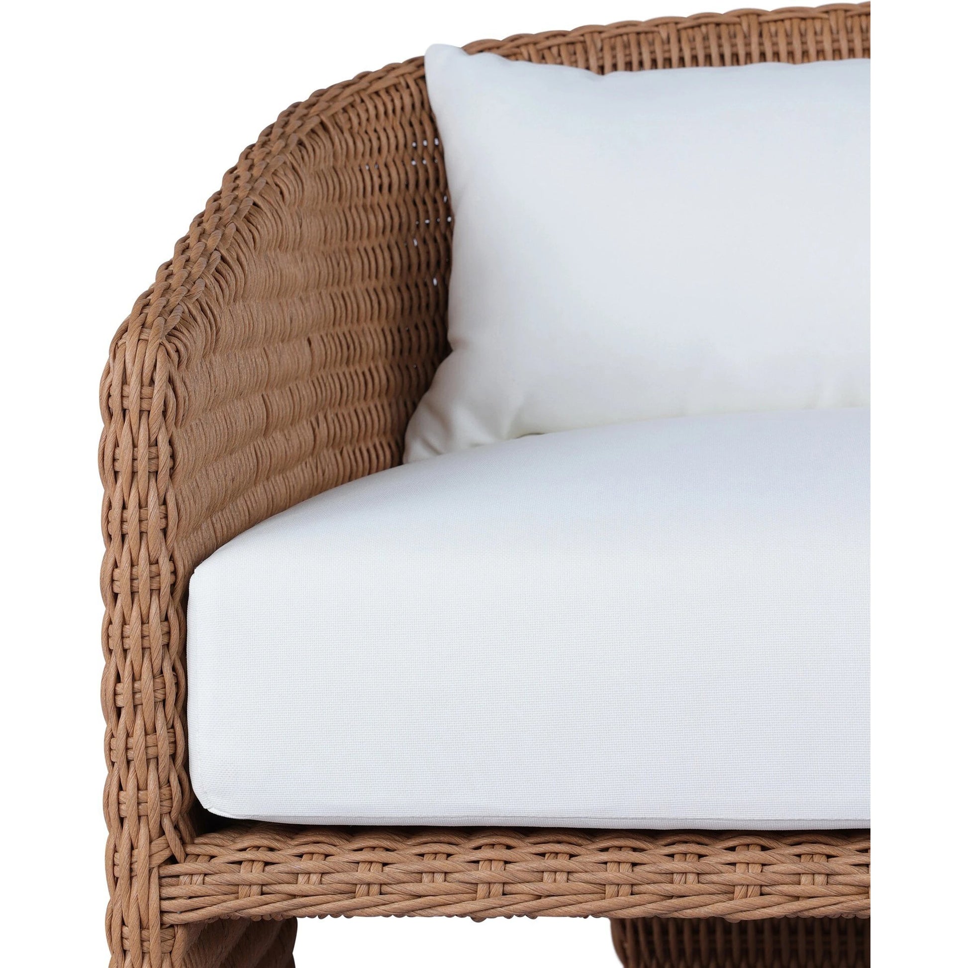 Fae Outdoor Chair by Four Hands in stinson white. Made from 100% olefin, 100% polyethylene, 91% polyurethane foam pad, 9% polyester fiber batting in a modern style.