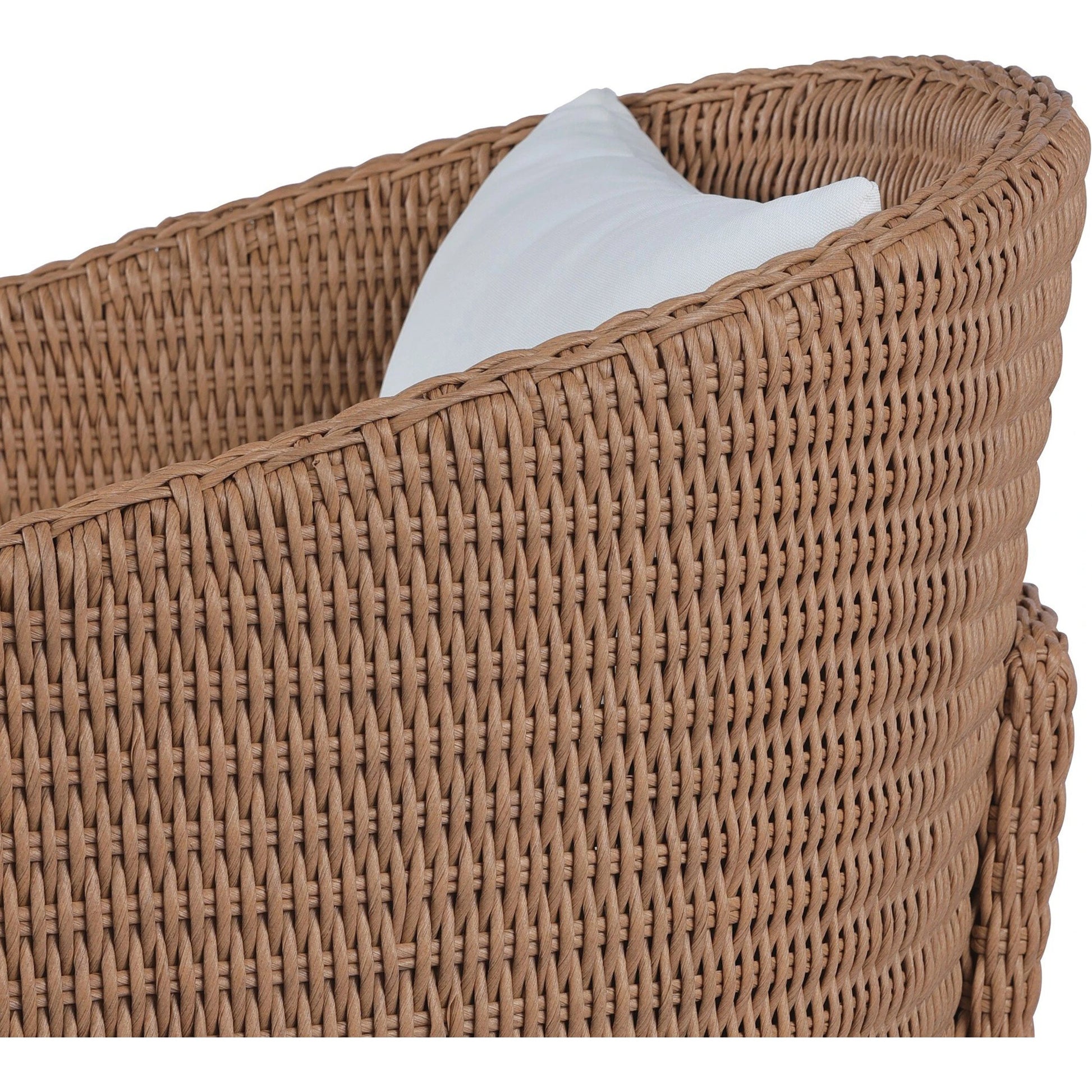 Fae Outdoor Chair by Four Hands in stinson white. Made from 100% olefin, 100% polyethylene, 91% polyurethane foam pad, 9% polyester fiber batting in a modern style.