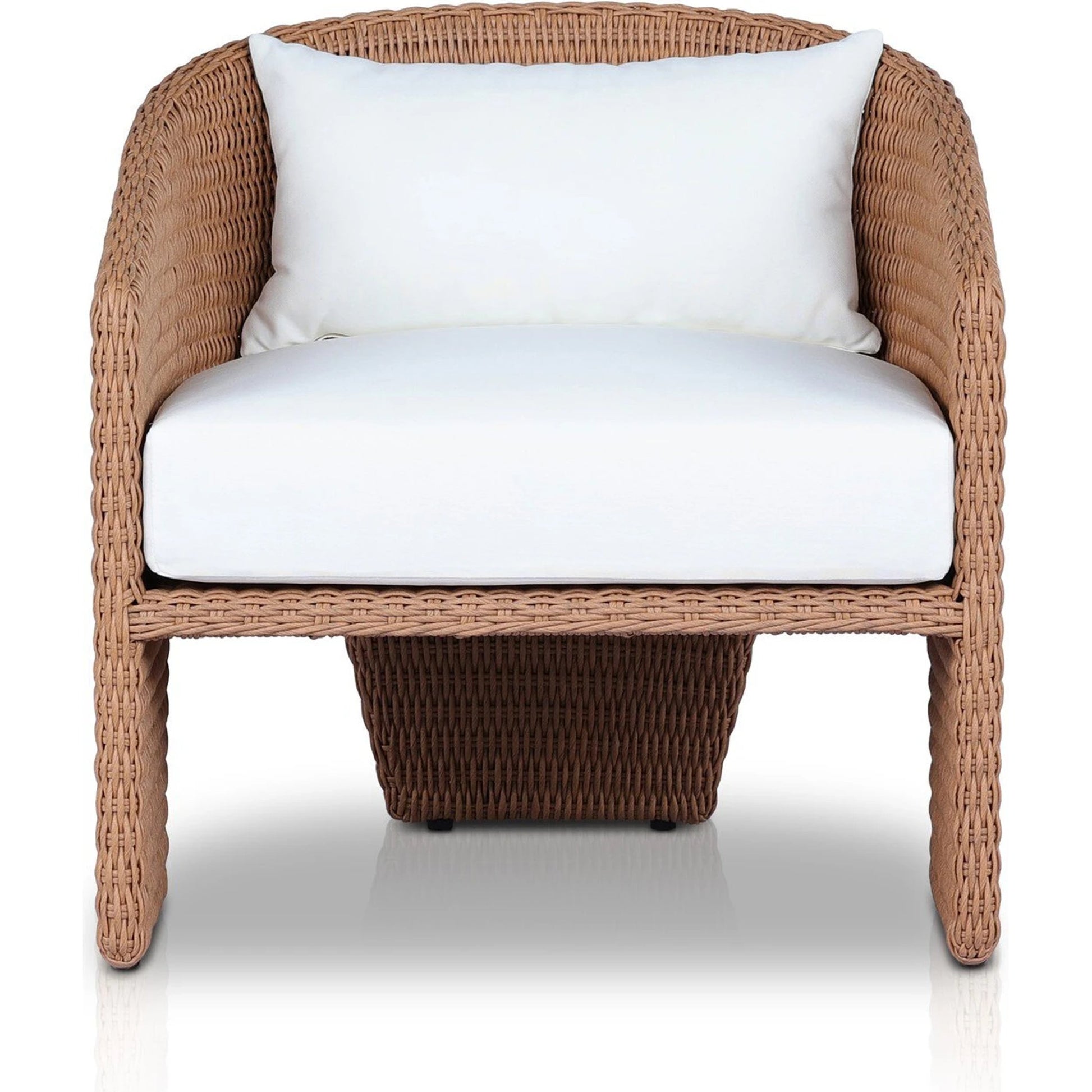 Fae Outdoor Chair by Four Hands in stinson white. Made from 100% olefin, 100% polyethylene, 91% polyurethane foam pad, 9% polyester fiber batting in a modern style.
