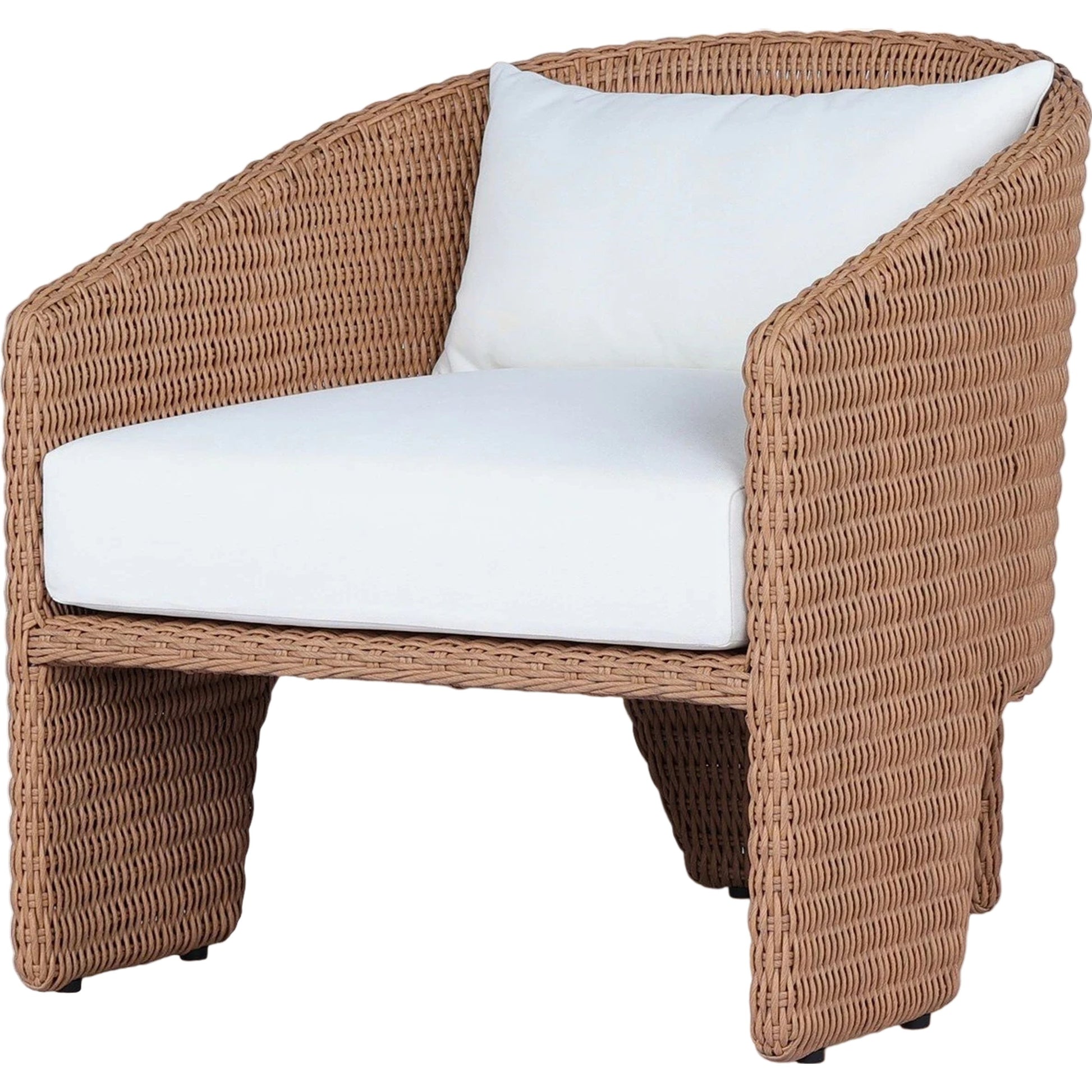 Fae Outdoor Chair by Four Hands in stinson white. Made from 100% olefin, 100% polyethylene, 91% polyurethane foam pad, 9% polyester fiber batting in a modern style.
