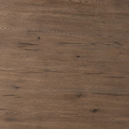 Leo Dining Table by Four Hands in rustic grey. Made from thick oak veneer, solid oak, iron in a modern style.