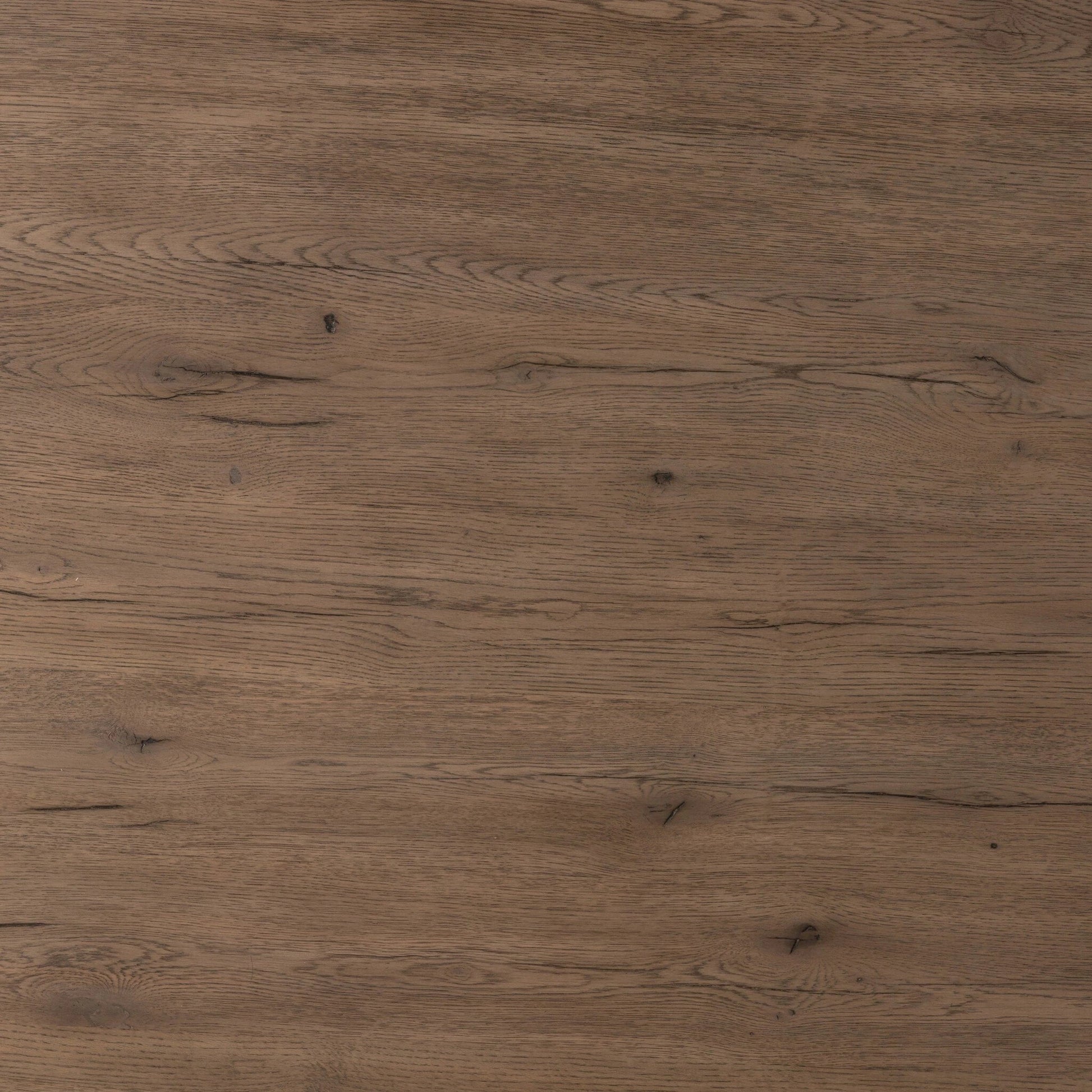 Leo Dining Table by Four Hands in rustic grey. Made from thick oak veneer, solid oak, iron in a modern style.
