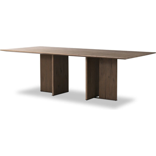 001 SI-2137461 | Primary Silo | Leo Dining Table by Four Hands in rustic grey. Made from thick oak veneer, solid oak, iron in a modern style.