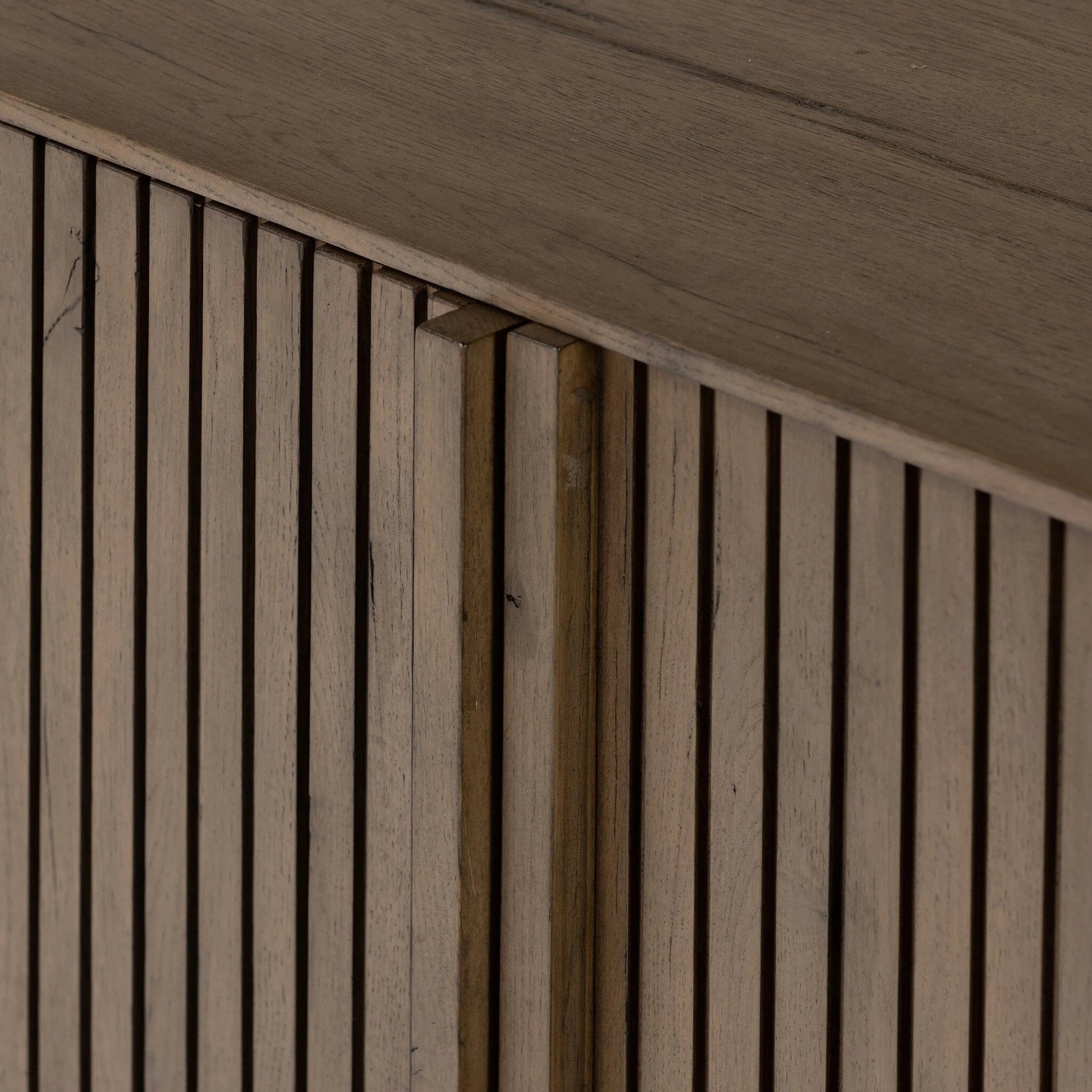 Leo Sideboard by Four Hands in rustic grey. Made from thick oak veneer, solid oak in a modern style.