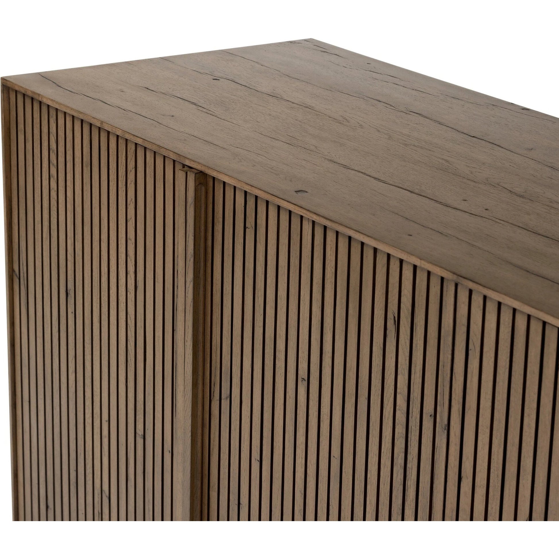 Leo Sideboard by Four Hands in rustic grey. Made from thick oak veneer, solid oak in a modern style.
