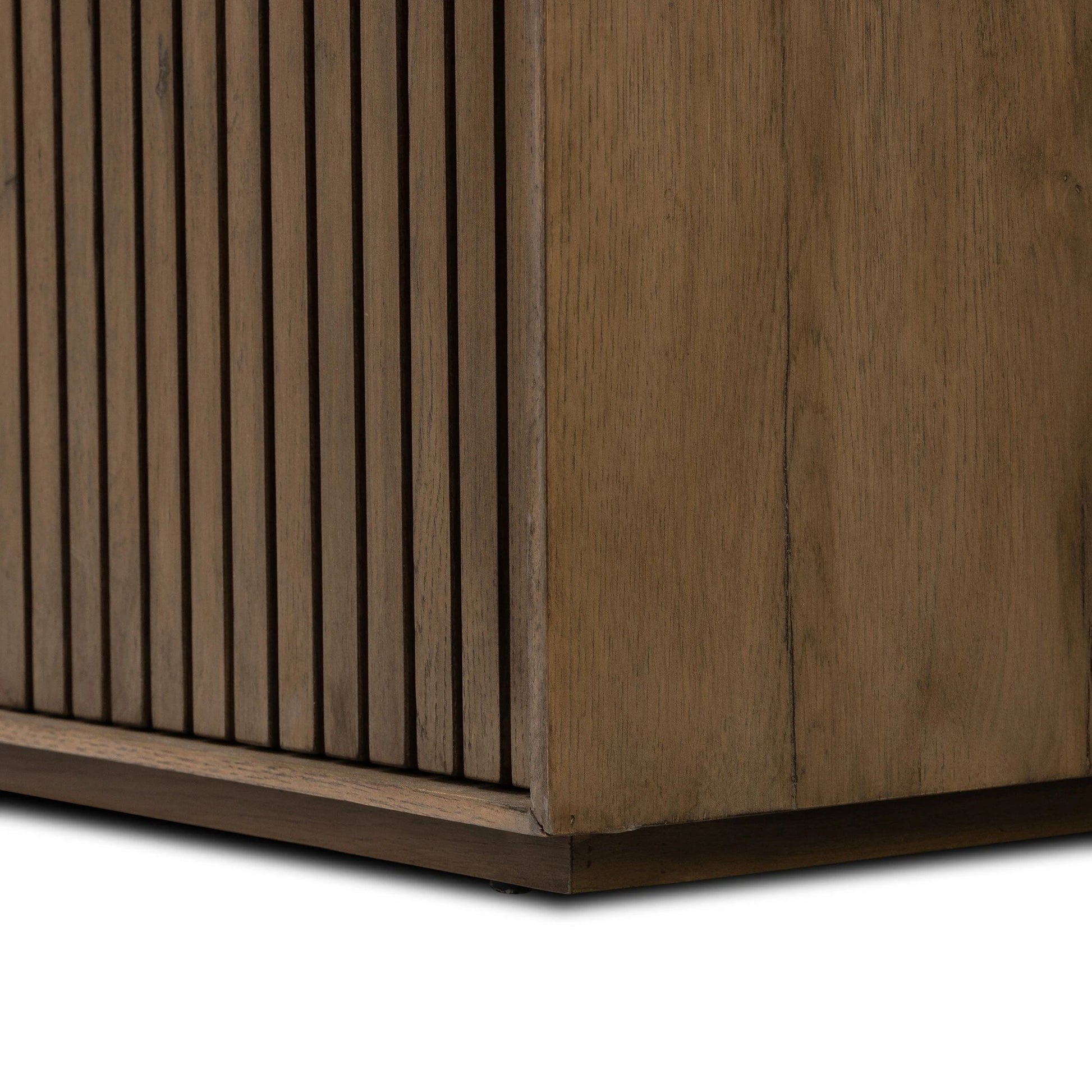 Leo Sideboard by Four Hands in rustic grey. Made from thick oak veneer, solid oak in a modern style.