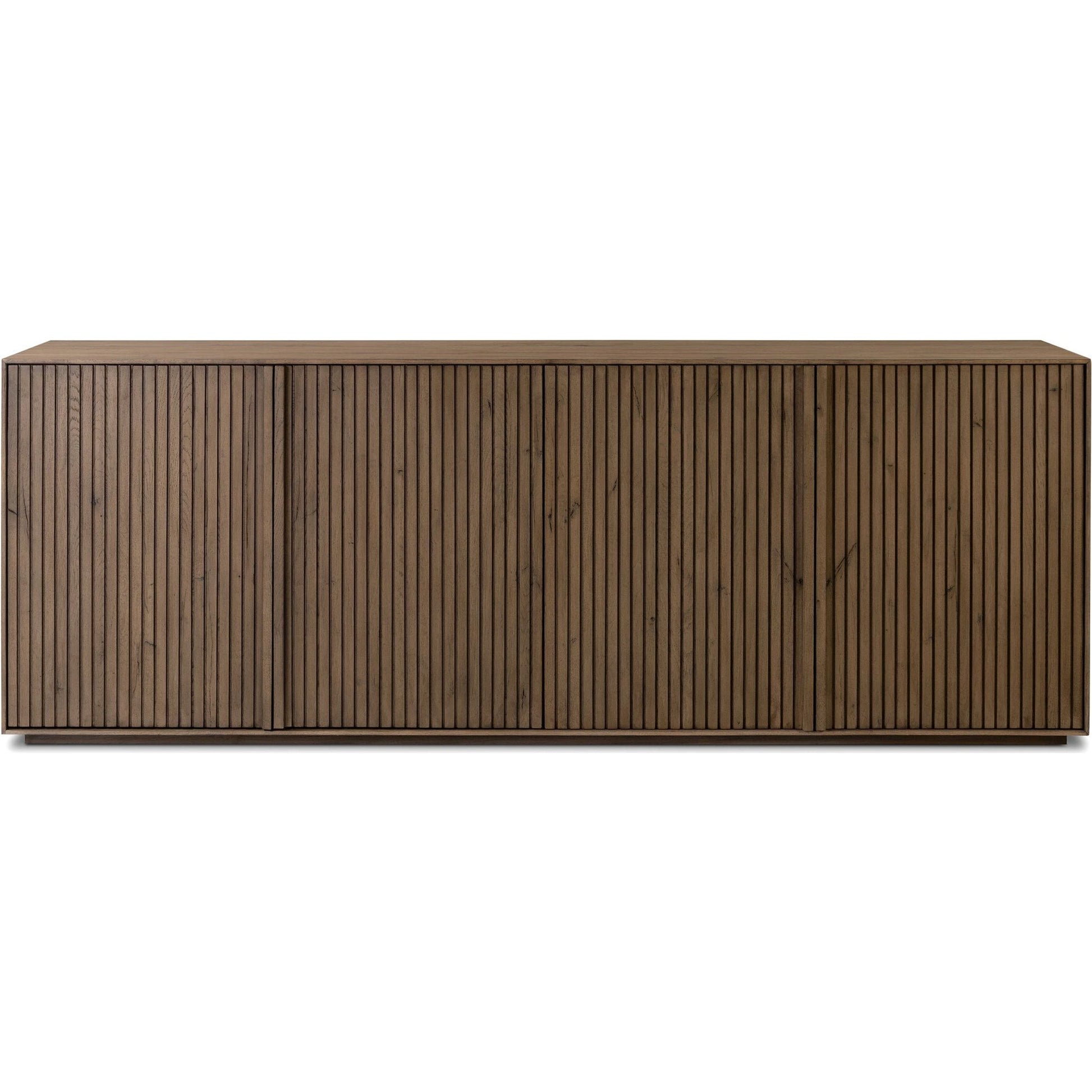Leo Sideboard by Four Hands in rustic grey. Made from thick oak veneer, solid oak in a modern style.