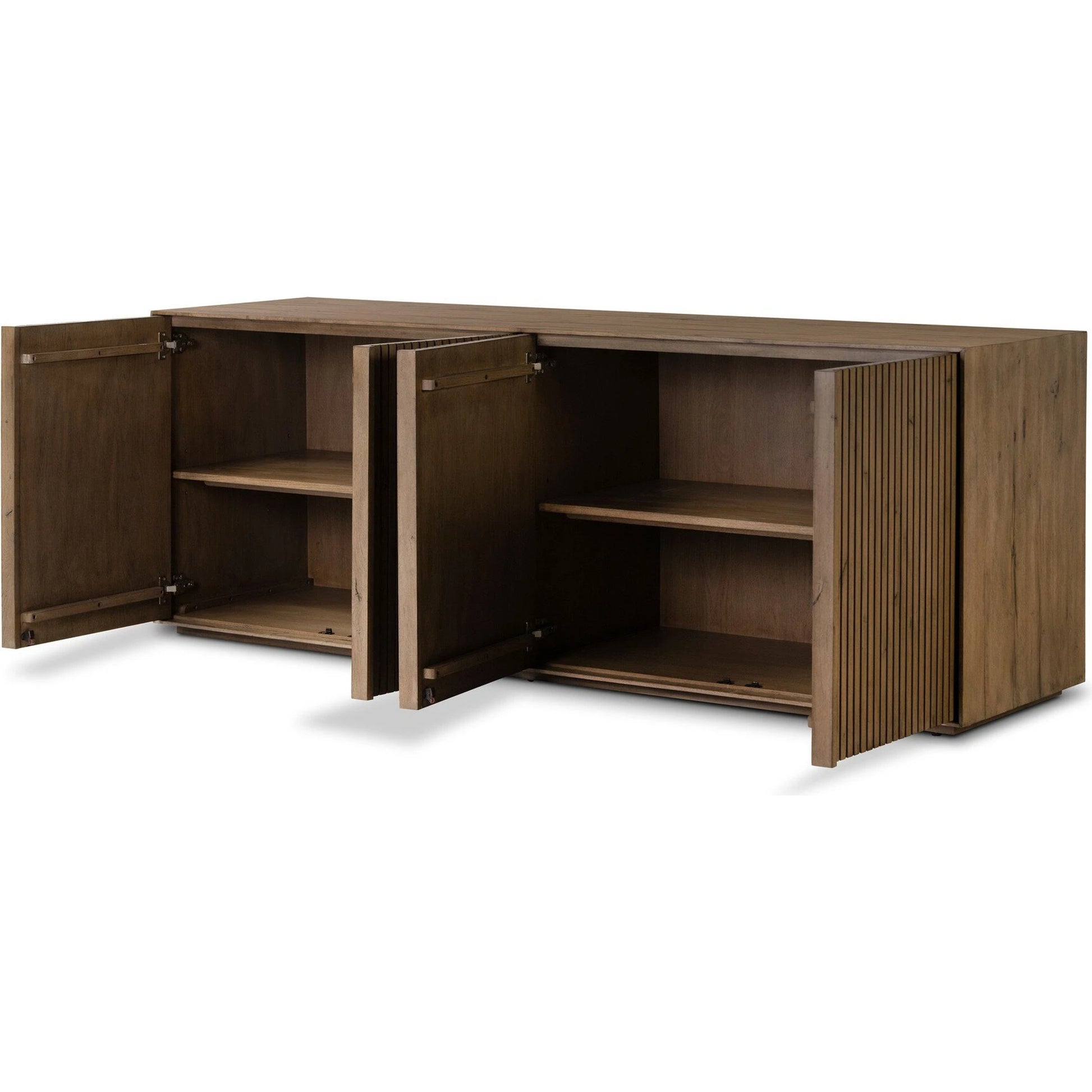 Leo Sideboard by Four Hands in rustic grey. Made from thick oak veneer, solid oak in a modern style.