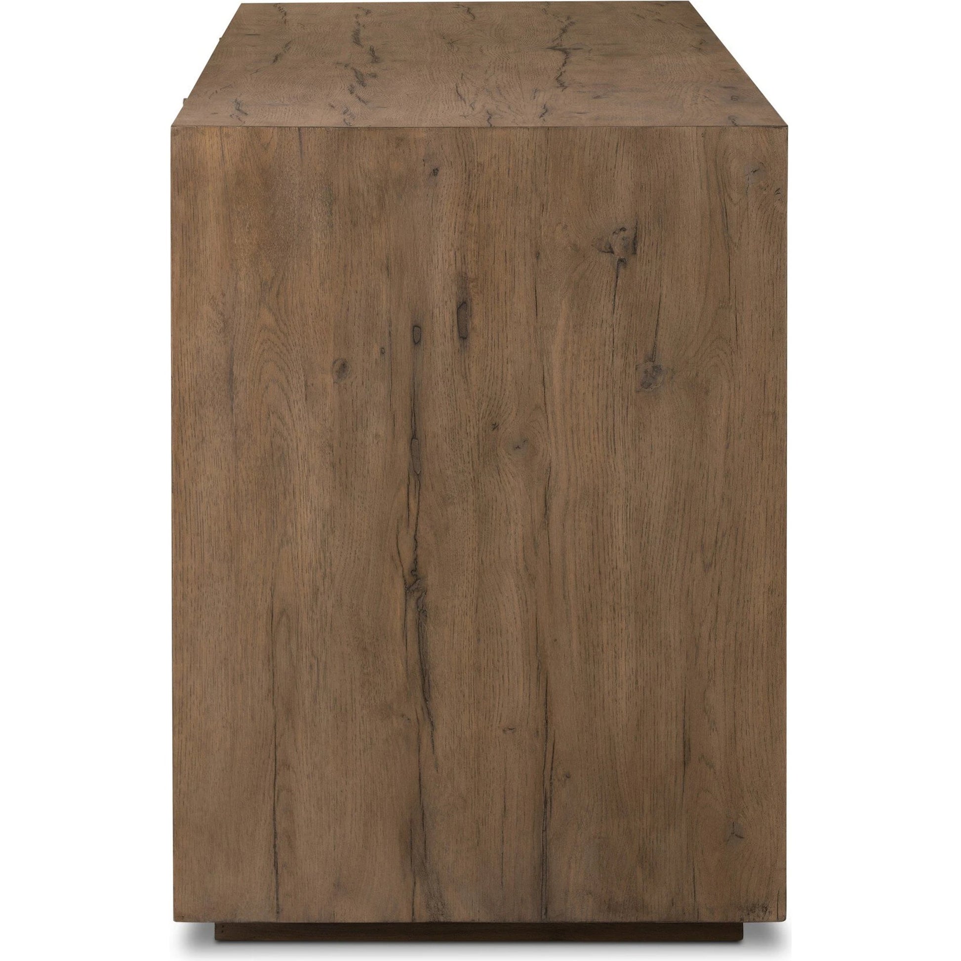 Leo Sideboard by Four Hands in rustic grey. Made from thick oak veneer, solid oak in a modern style.