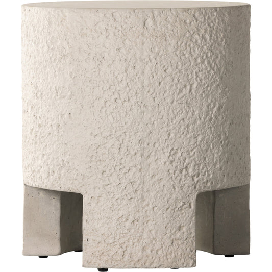 Kember Outdoor End Table by Four Hands in blanc white, matte white. Made from concrete in a modern style.