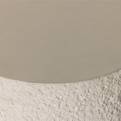 Kember Outdoor End Table by Four Hands in blanc white, matte white. Made from concrete in a modern style.