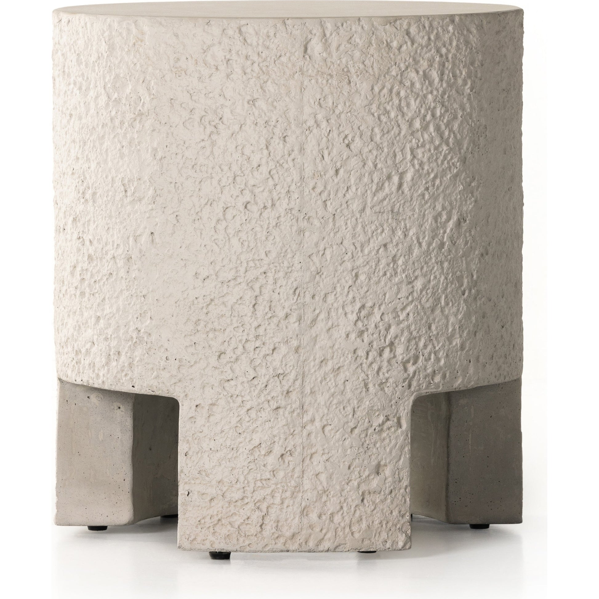 Kember Outdoor End Table by Four Hands in blanc white, matte white. Made from concrete in a modern style.