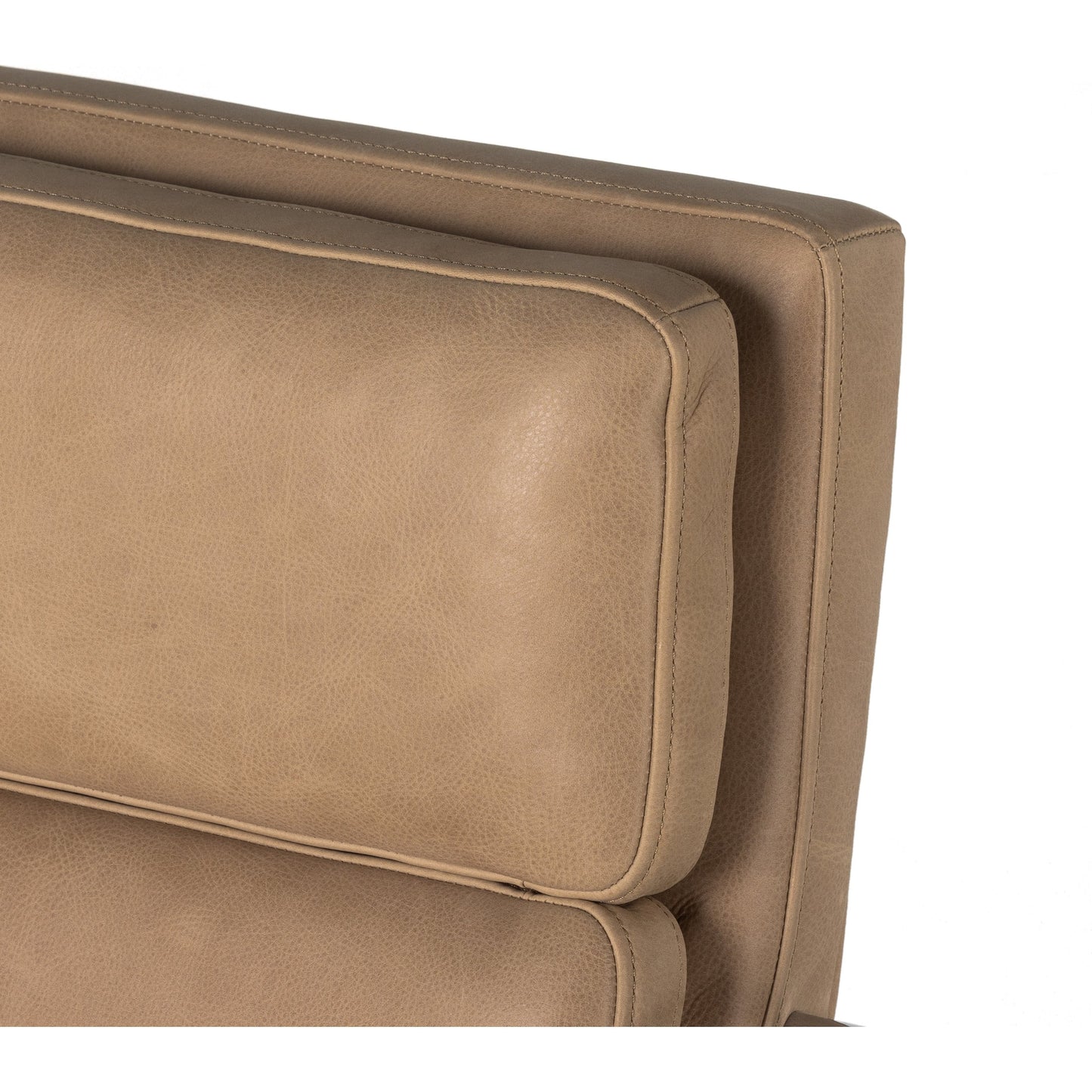 027 SI-1901490 | Closeup | Jude Desk Chair by Four Hands in palermo nude. Made from top grain leather, aluminum, stainless steel in a transitional style.