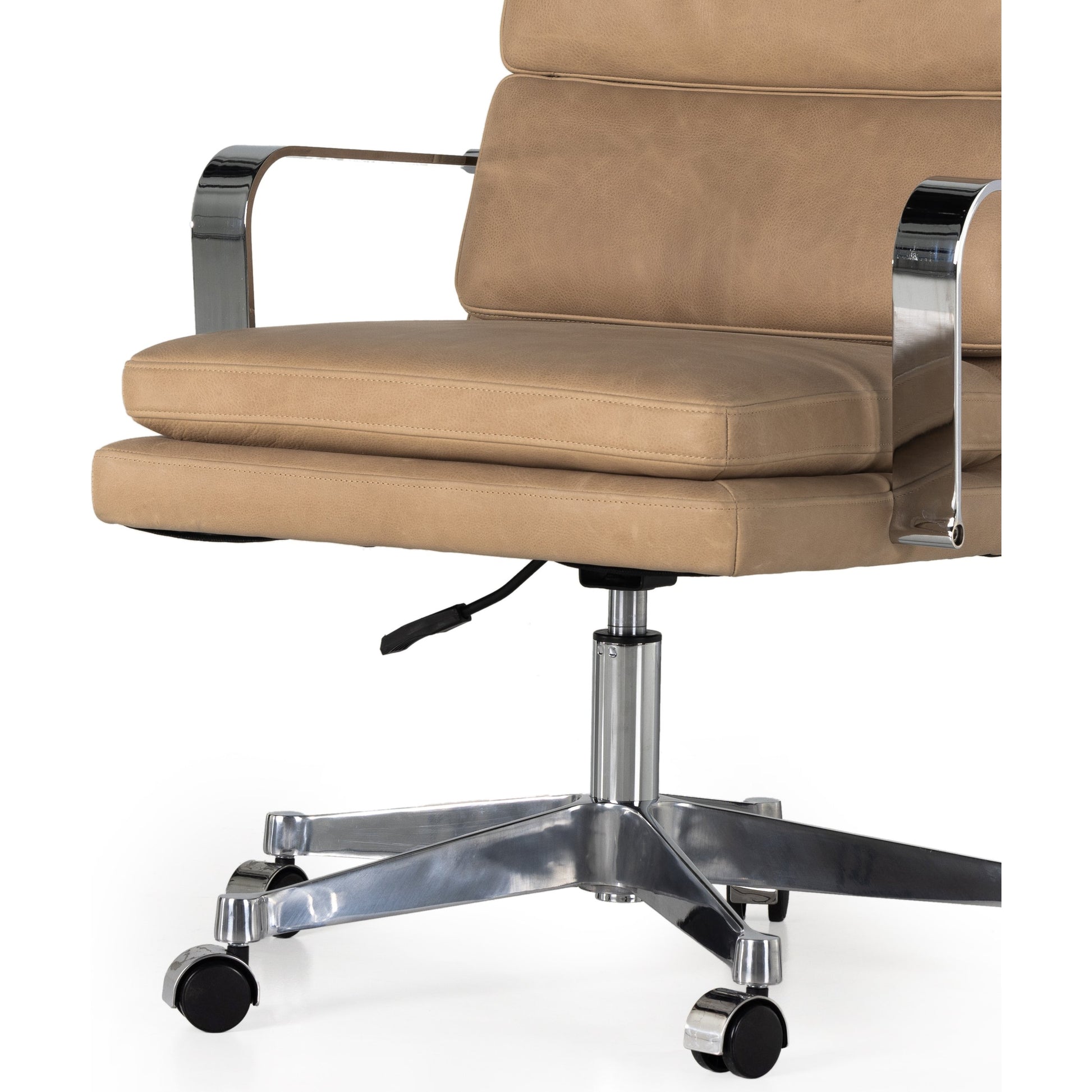 Jude Desk Chair by Four Hands in palermo nude. Made from top grain leather, aluminum, stainless steel in a transitional style.