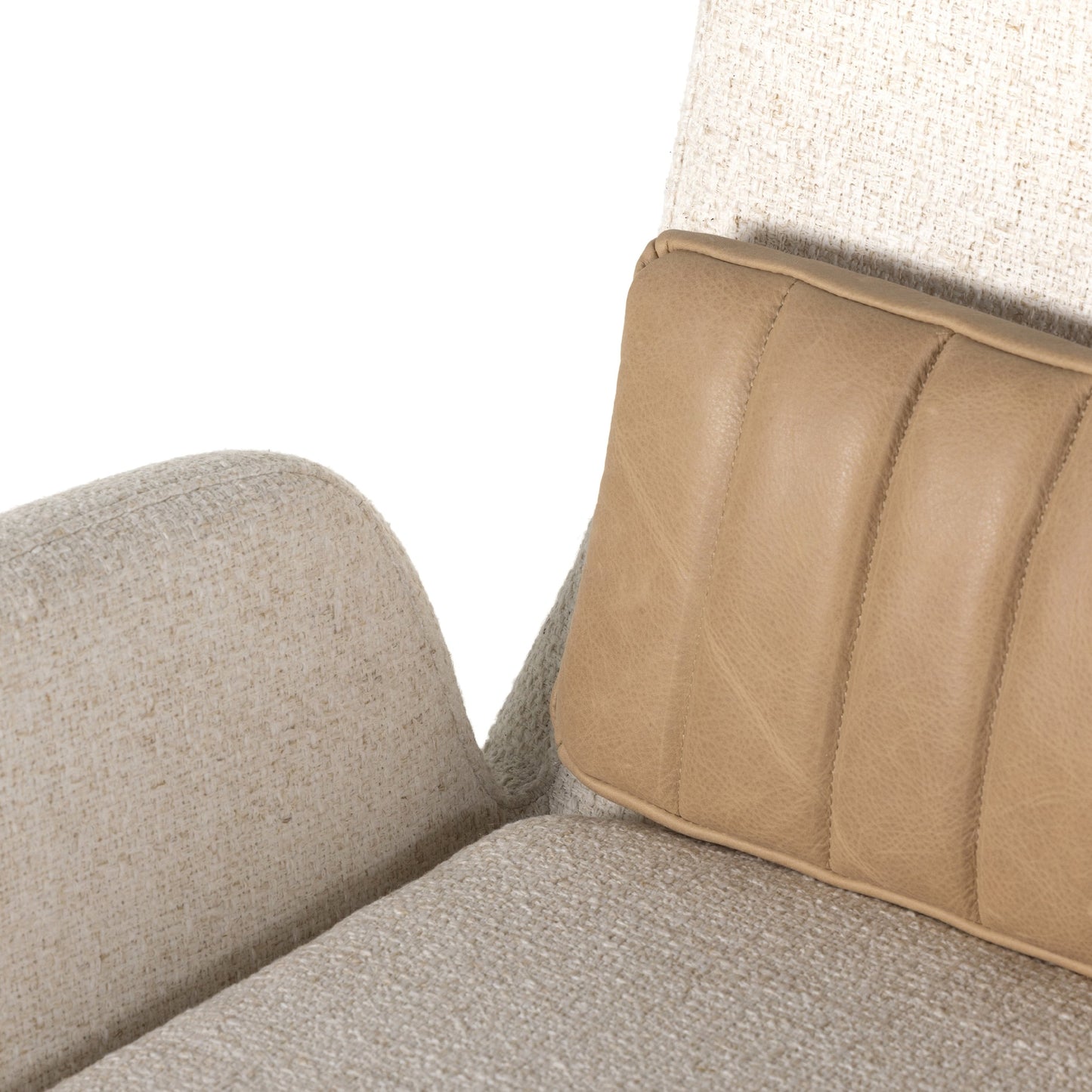 008 SI-1903051 | Additional Silo | Leda Desk Chair by Four Hands in palermo nude, omari natural. Made from aluminum, 79% polyester, 16% viscose (rayon), 5% flax, linen, top grain leather in a transitional style.