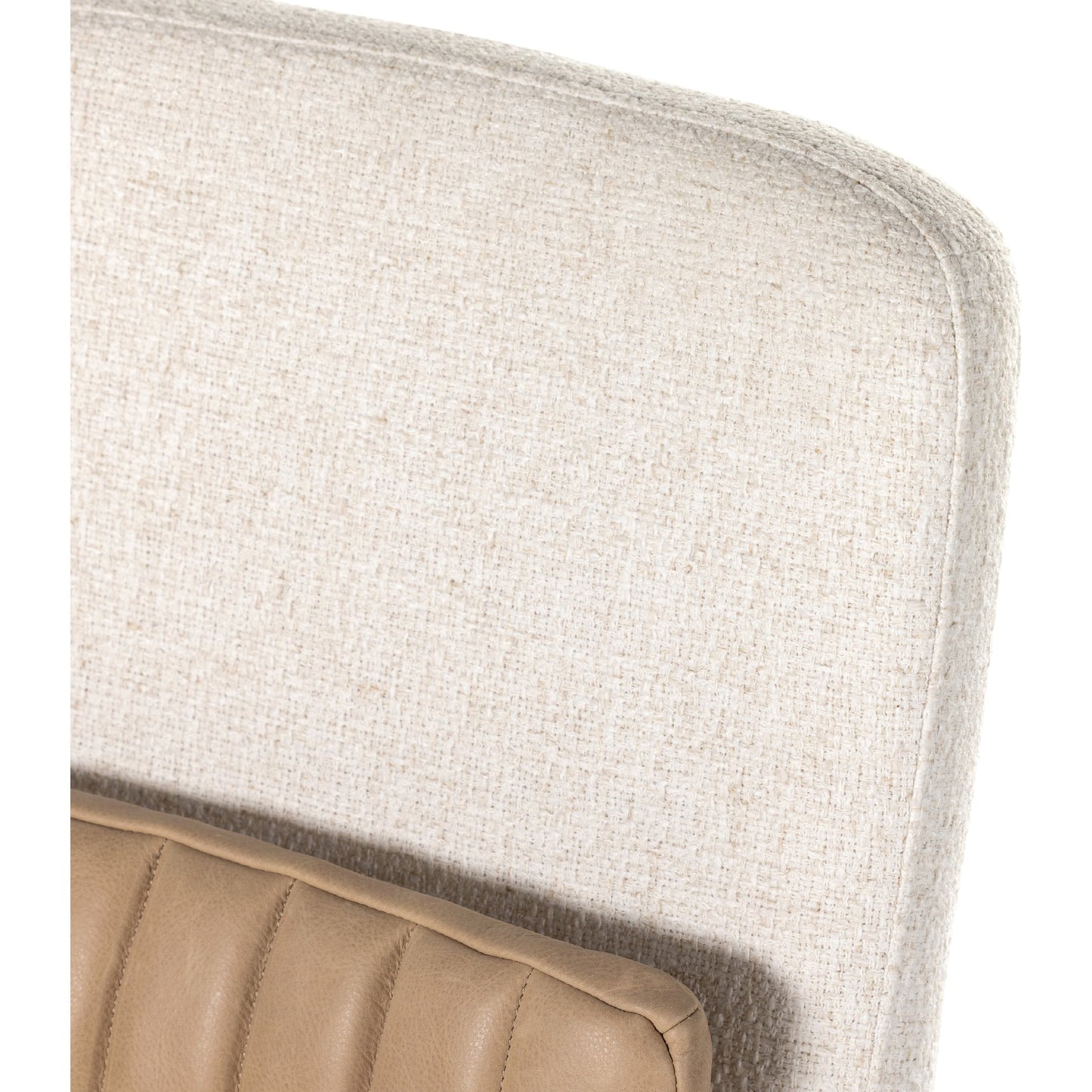 009 SI-1903051 | Additional Silo | Leda Desk Chair by Four Hands in palermo nude, omari natural. Made from aluminum, 79% polyester, 16% viscose (rayon), 5% flax, linen, top grain leather in a transitional style.