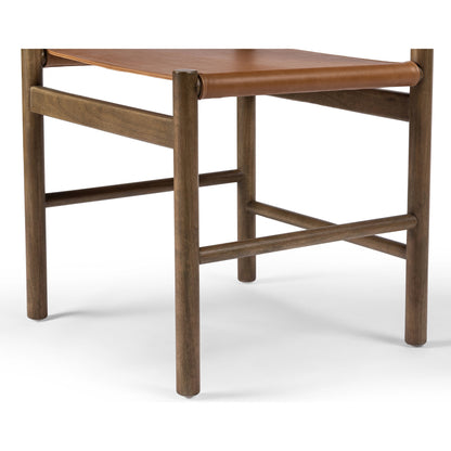 Kena Dining Chair by Four Hands. Made from top grain leather, solid parawood in a modern style.