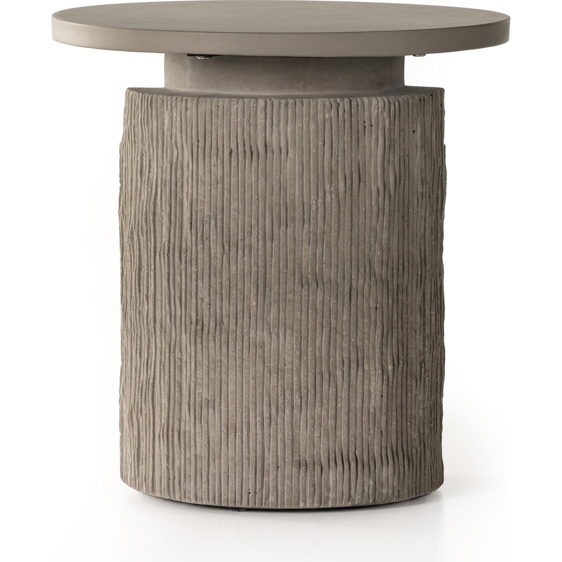 Huron Outdoor End Table by Four Hands in flint. Made from concrete in a modern style.