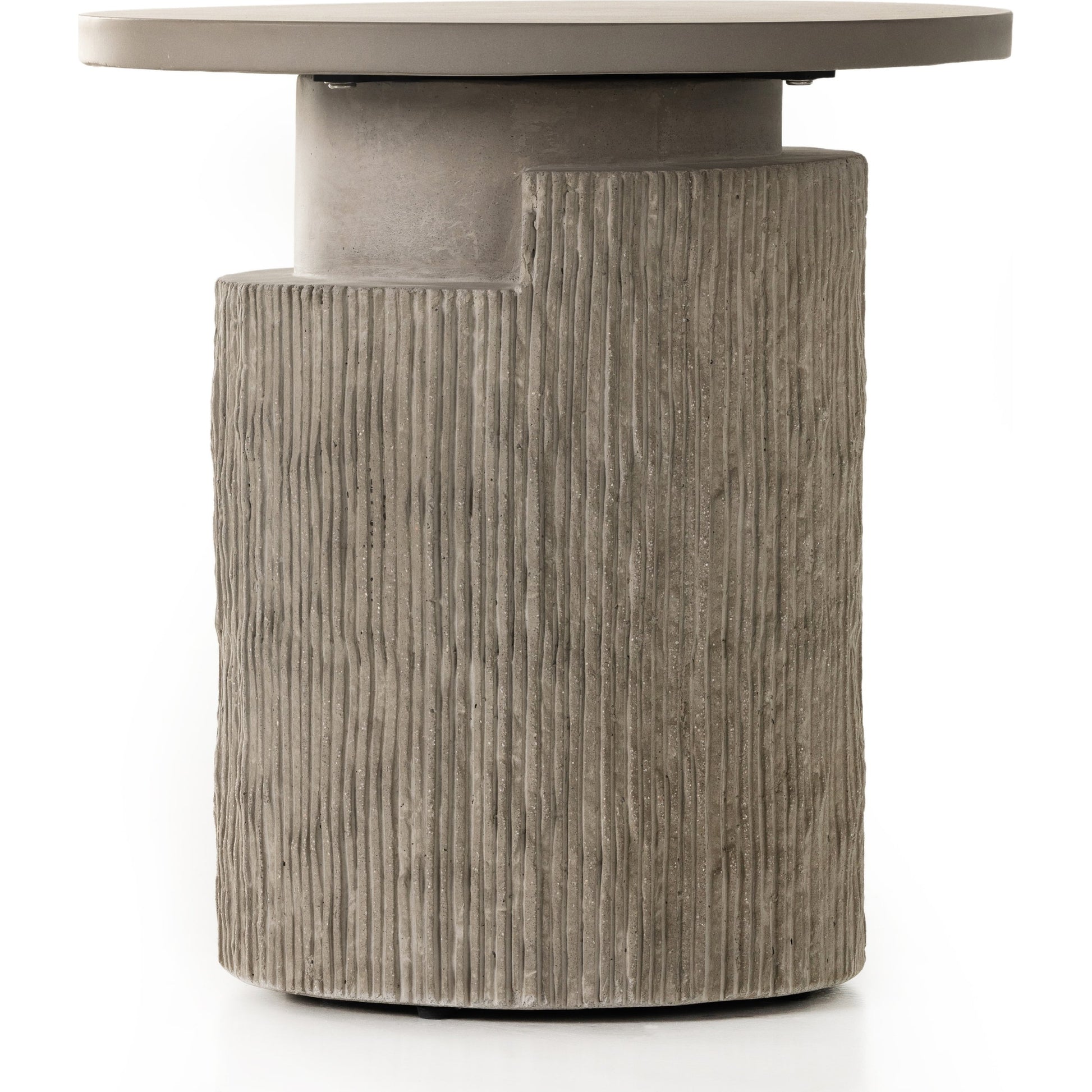 Huron Outdoor End Table by Four Hands in flint. Made from concrete in a modern style.