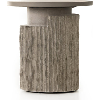 Huron Outdoor End Table by Four Hands in flint. Made from concrete in a modern style.