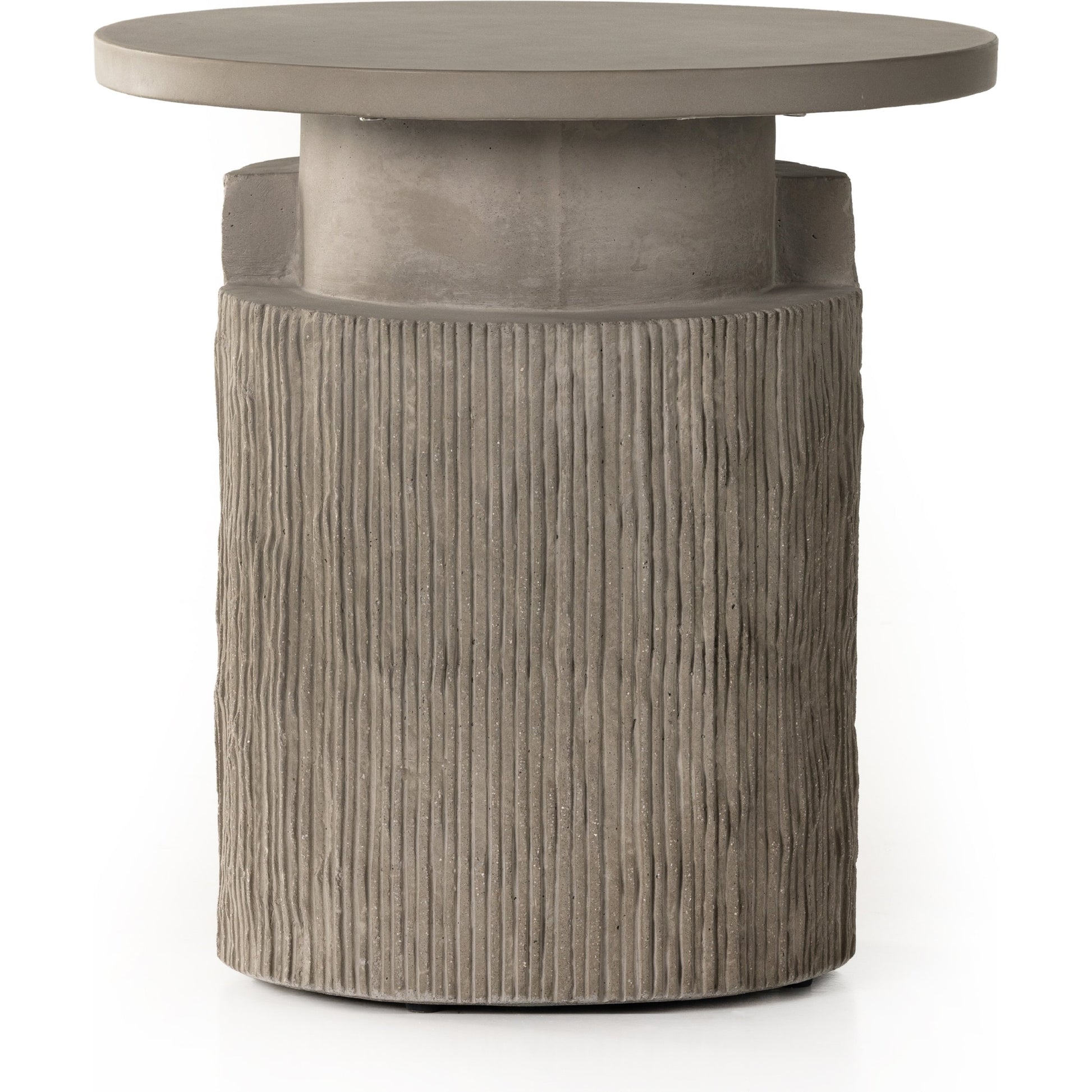 Huron Outdoor End Table by Four Hands in flint. Made from concrete in a modern style.