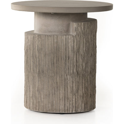Huron Outdoor End Table by Four Hands in flint. Made from concrete in a modern style.