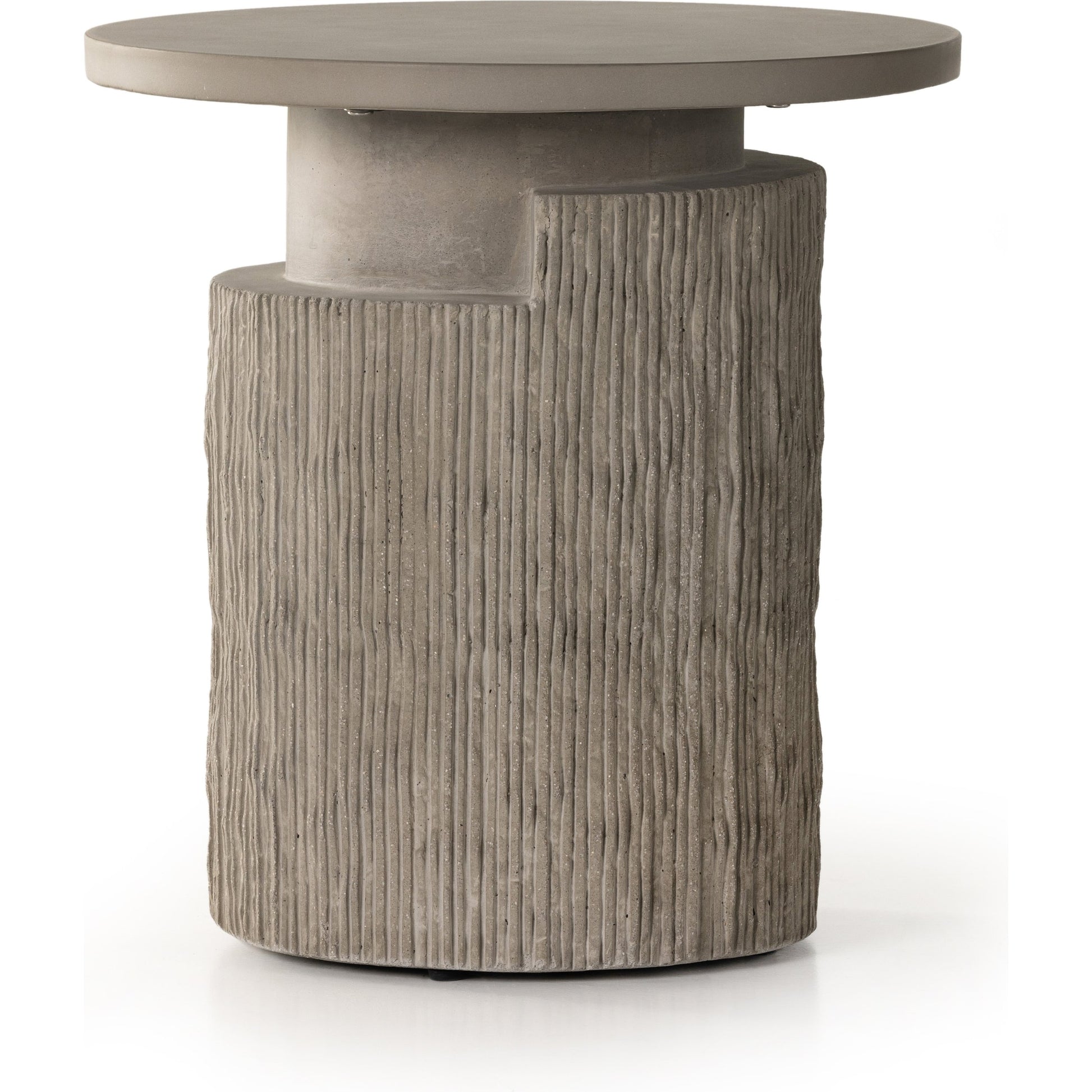 Huron Outdoor End Table by Four Hands in flint. Made from concrete in a modern style.