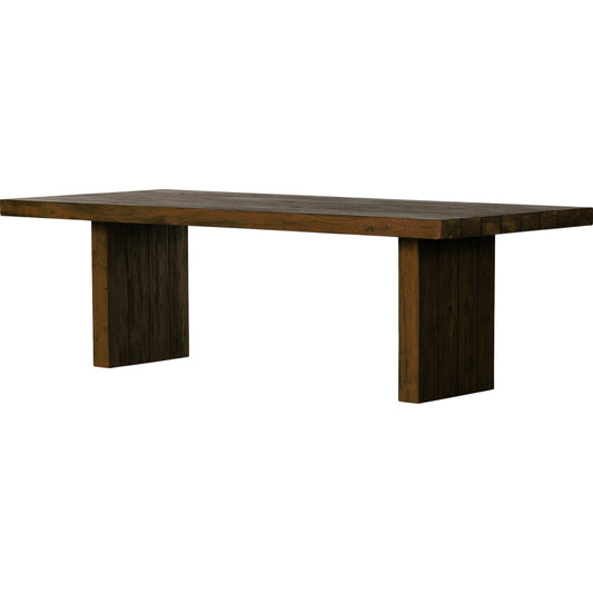 Encino Outdoor Dining Table by Four Hands in heritage brown. Made from solid fsc® reclaimed teak in a modern style.