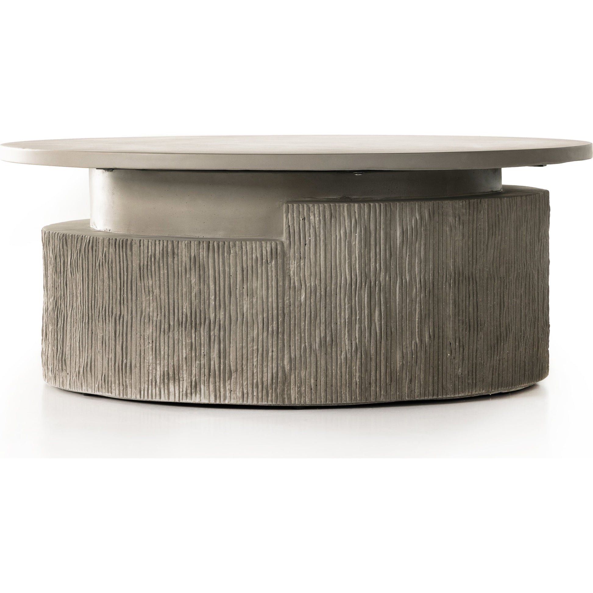 Huron Outdoor Coffee Table by Four Hands in flint. Made from concrete in a modern style.