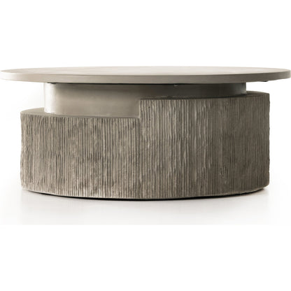 Huron Outdoor Coffee Table by Four Hands in flint. Made from concrete in a modern style.