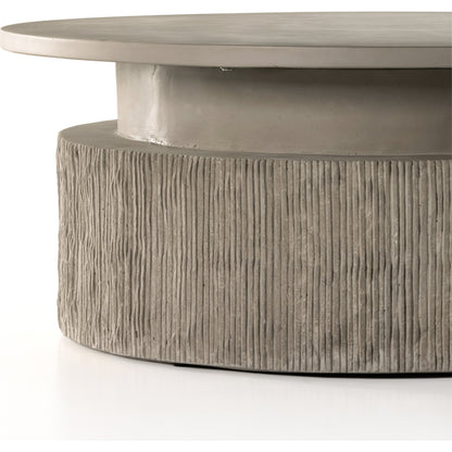 Huron Outdoor Coffee Table by Four Hands in flint. Made from concrete in a modern style.