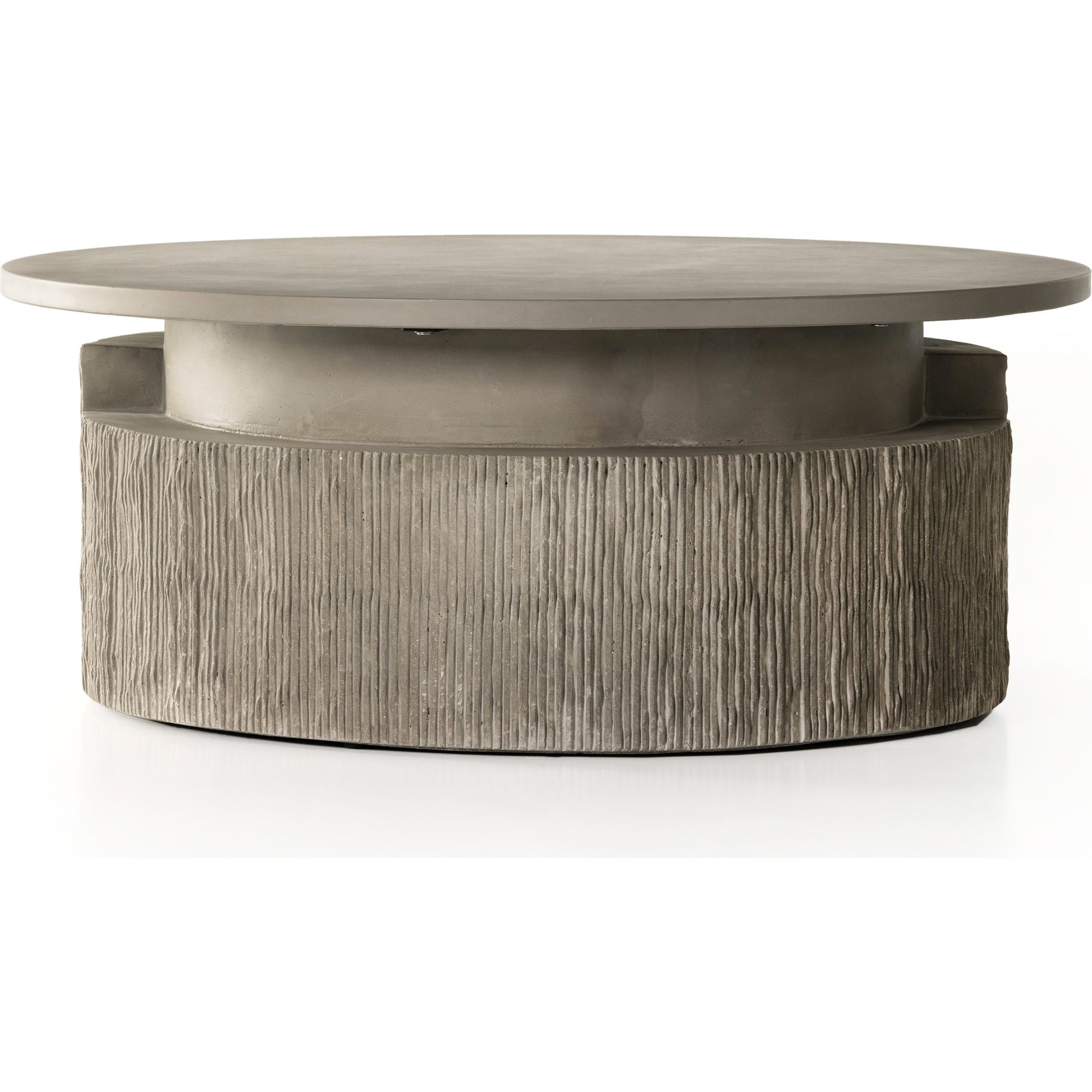 Huron Outdoor Coffee Table by Four Hands in flint. Made from concrete in a modern style.