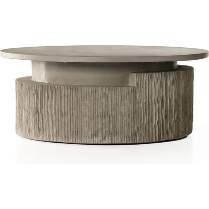 Huron Outdoor Coffee Table by Four Hands in flint. Made from concrete in a modern style.