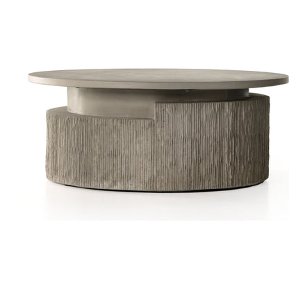 Huron Outdoor Coffee Table by Four Hands in flint. Made from concrete in a modern style.