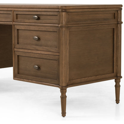 Toulouse Executive Desk by Four Hands. Made from solid oak, oak veneer in a modern style.