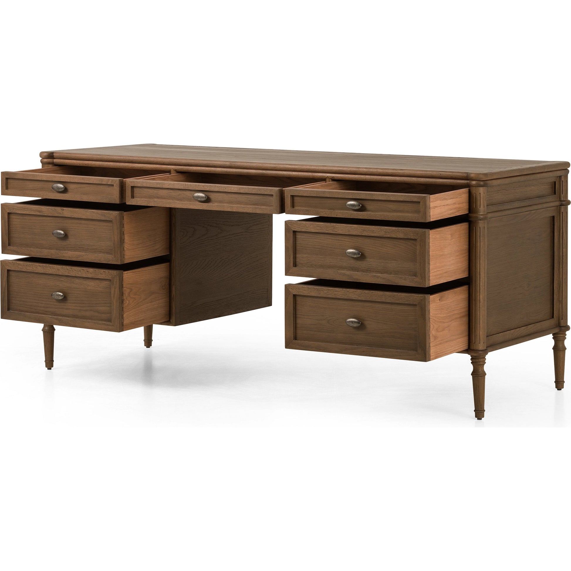 Toulouse Executive Desk by Four Hands. Made from solid oak, oak veneer in a modern style.