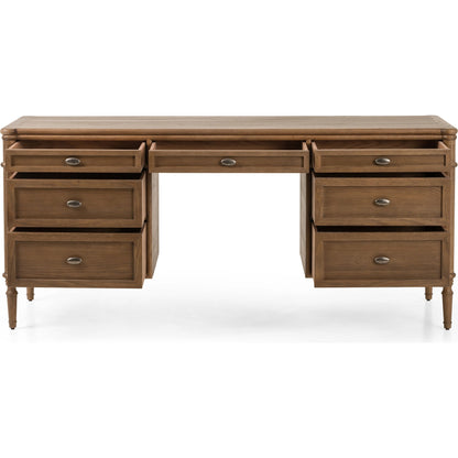 Toulouse Executive Desk by Four Hands. Made from solid oak, oak veneer in a modern style.