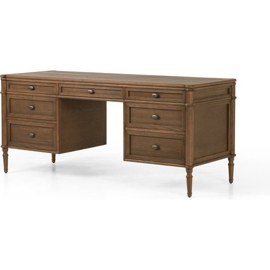 Toulouse Executive Desk by Four Hands. Made from solid oak, oak veneer in a modern style.