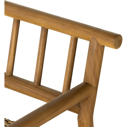 Larsen Outdoor Chair by Four Hands in natural teak, natural hyacinth. Made from solid fsc®-certified teak, 100% polyethylene in a coastal style.