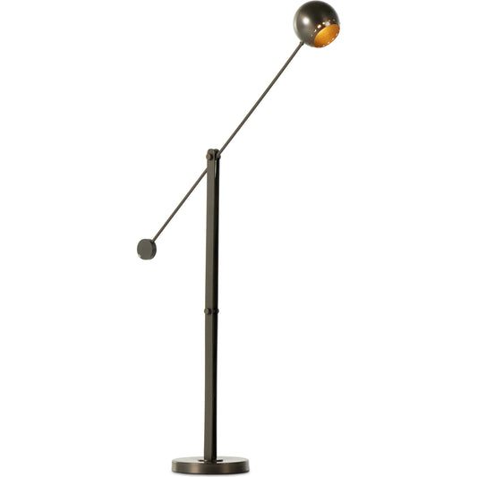 Torin Floor Lamp by Four Hands in dark antique brass. Made from stainless steel, thermoplastic, brass in a modern style.